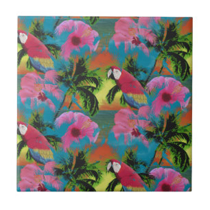 Summer Tropical Sunset Beach Tile