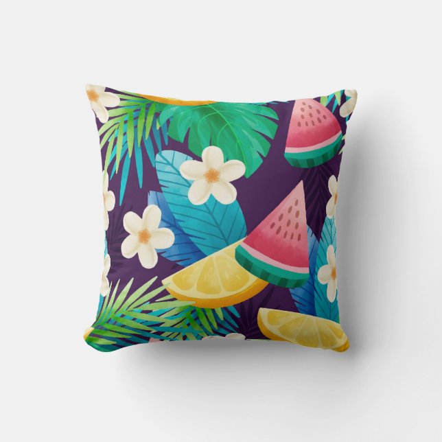 Summer , Tropical Throw Pillow (Front)