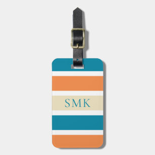Summer Turquoise Teal Orange Colour Block Luggage Tag