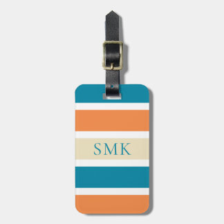 Summer Turquoise Teal Orange Colour Block Luggage Tag