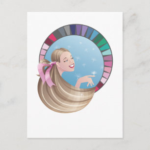 Summer type girl with palette postcard