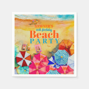 Summer Umbrellas on the Sand 16th Birthday Napkin