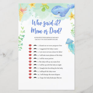 Summer Under the Sea Baby Shower Game 