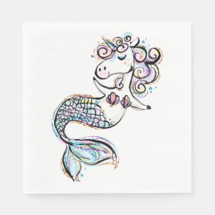 Summer Unicorn Mermaid Napkin