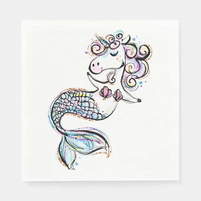Summer Unicorn Mermaid Napkin (Front)