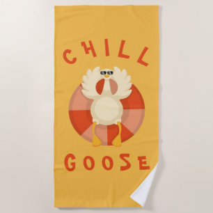 Summer Vacation Beach Chill Goose Swim ring Orange Towel