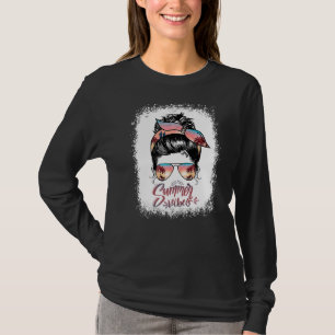 Summer Vacation Beach Vibes Messy Bun Mom Life Sun T-Shirt