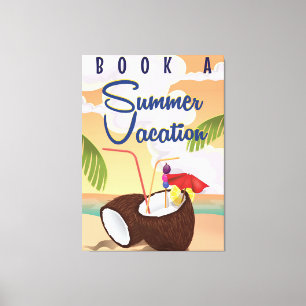 Summer Vacation Cartoon travel poster Canvas Print