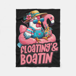 Summer Vacation Chicken Floating Boating Summer Vi Fleece Blanket