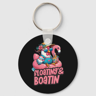 Summer Vacation Chicken Floating Boating Summer Vi Keychain