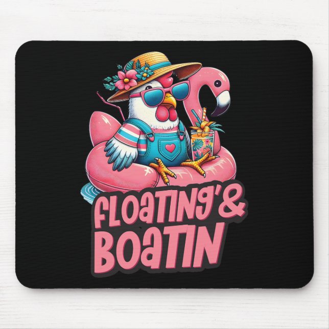 Summer Vacation Chicken Floating Boating Summer Vi Mouse Pad (Front)