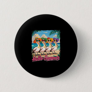 Summer Vacation Costume Group Pelicans Sungles On 2 Inch Round Button