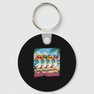 Summer Vacation Costume Group Pelicans Sungles On Keychain