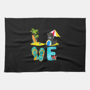Summer vacation dog gift   newfie design kitchen towel