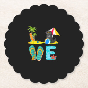 Summer vacation dog gift   newfie design paper coaster