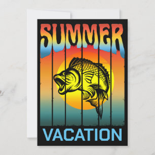 SUMMER VACATION FISHING OCEAN SUNSET INVITATION