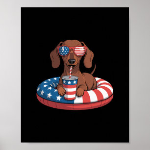 Summer Vacation Funny 4th Of July Dachshund  Poster
