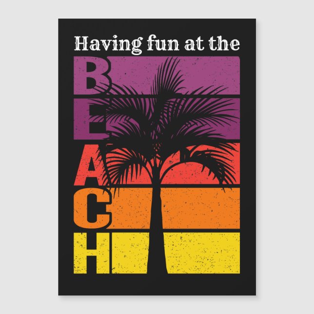 Summer Vacation Having Fun at Beach Retro Magnet (Front)