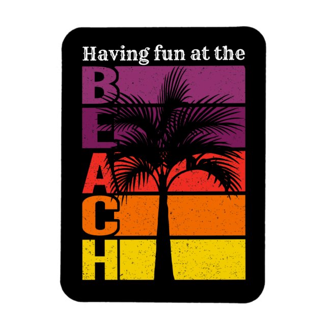 Summer Vacation Having Fun at the Beach Retro Magnet (Vertical)