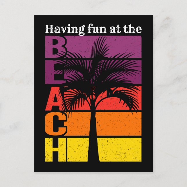 Summer Vacation Having Fun at the Beach Retro Postcard (Front)