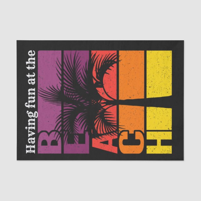 Summer Vacation Having Fun at the Beach Retro Tissue Paper (Front)