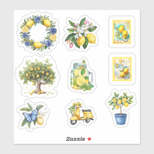 Summer Vacation Mediterranean Lemon Watercolor  (Sheet)