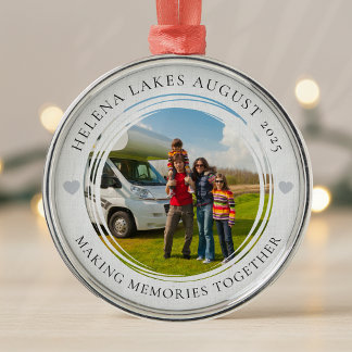 Summer Vacation Memories Family Photo Keepsake Metal Ornament