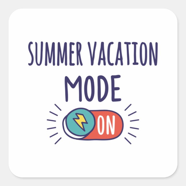 Summer Vacation mode On Square Sticker (Front)