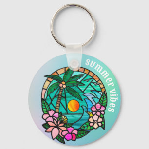 Summer Vacation Ocean Beach at Sunset Keychain