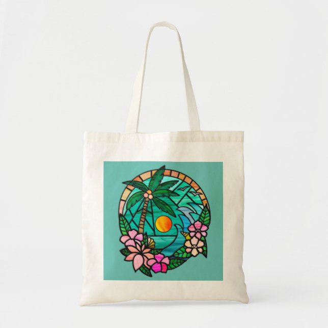 Summer vacation ocean beach at sunset tote bag (Front)