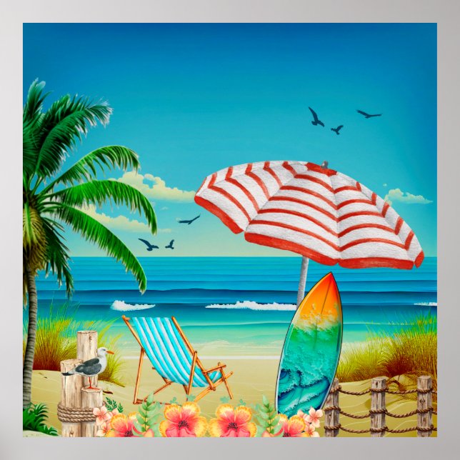 Summer vacation on the beach, Relaxation Poster (Front)