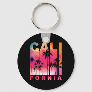 Summer Vacation Palm Trees Ca Vintage Tropical Cal Keychain