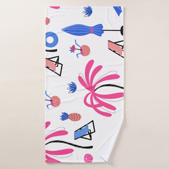Summer Vacation: Palm Trees Pineapples Pattern Bath Towel (Bath Towel)