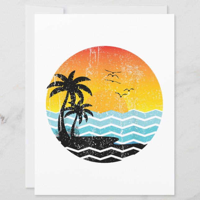 Summer Vacation Palm Trees Retro Sunset Tropical S (Front)