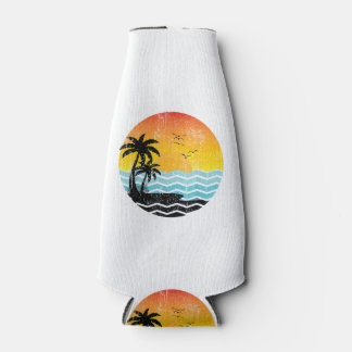 Summer Vacation Palm Trees Retro Sunset Tropical S Bottle Cooler