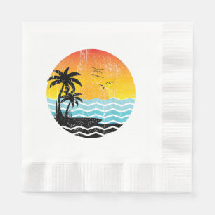 Summer Vacation Palm Trees Retro Sunset Tropical S Napkin