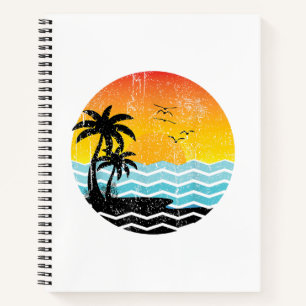 Summer Vacation Palm Trees Retro Sunset Tropical S Notebook