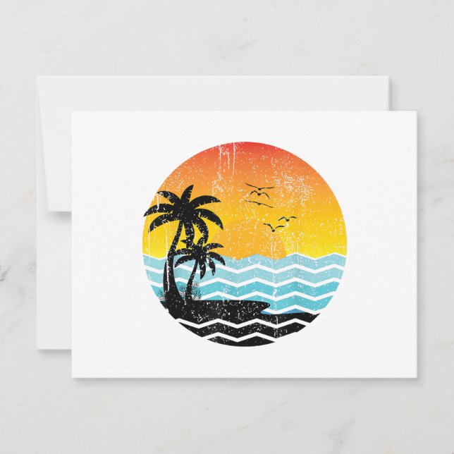 Summer Vacation Palm Trees Retro Sunset Tropical S Save The Date (Front)