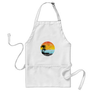 Summer Vacation Palm Trees Retro Sunset Tropical S Standard Apron
