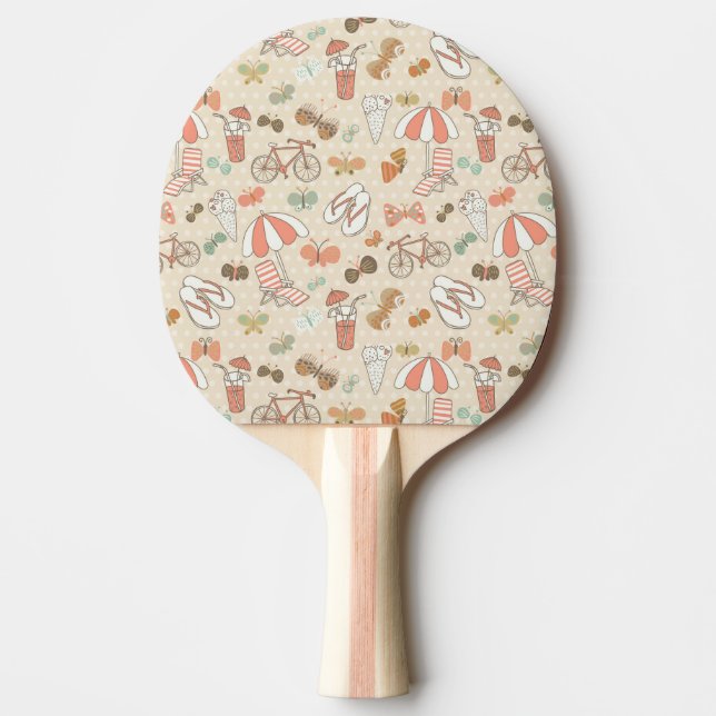 Summer Vacation Pattern Ping Pong Paddle (Front)
