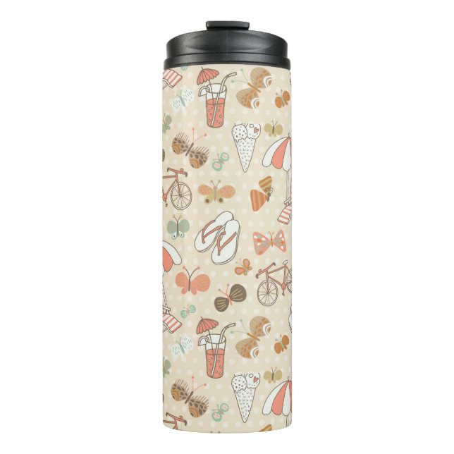 Summer Vacation Pattern Thermal Tumbler (Front)