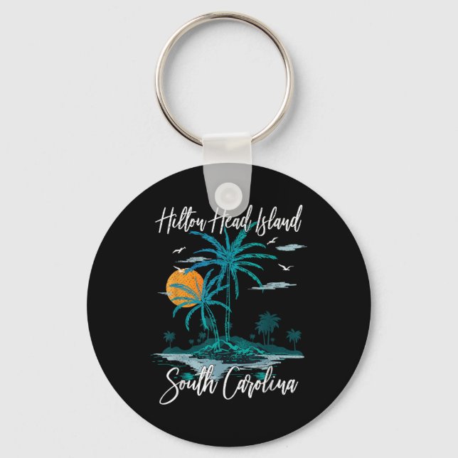 Summer Vacation Retro South Carolina Hilton Head I Keychain (Front)