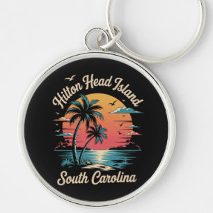 Summer Vacation Retro South Carolina Keychain