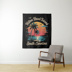 Summer Vacation Retro South Carolina Tapestry