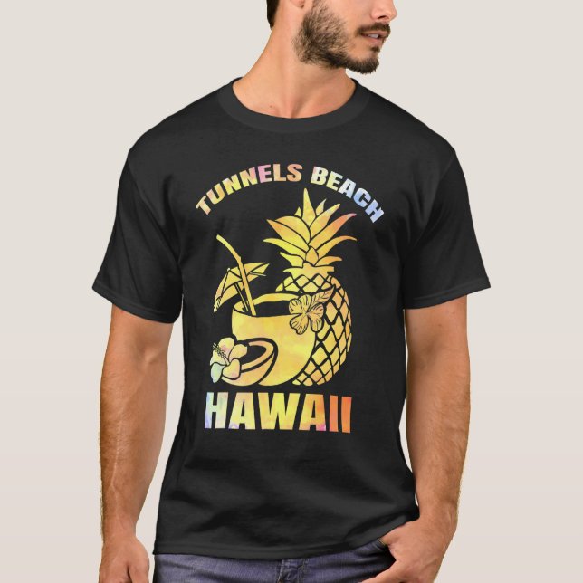 Summer Vacation Retro Sunset Hawaii Tunnels Beach T-Shirt (Front)