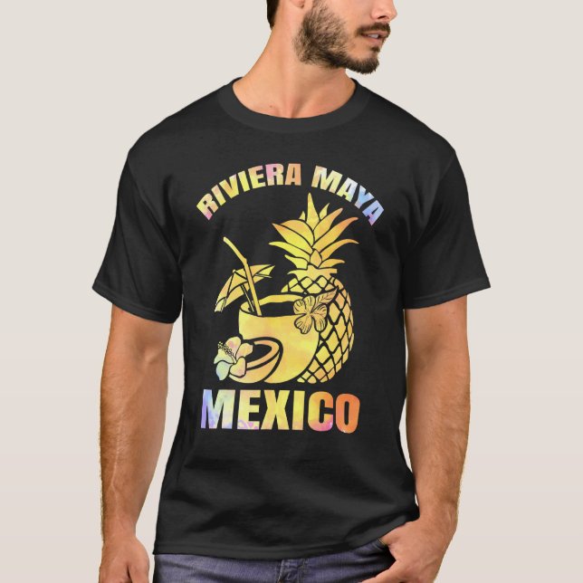 Summer Vacation Retro Sunset Mexico Riviera Maya B T-Shirt (Front)