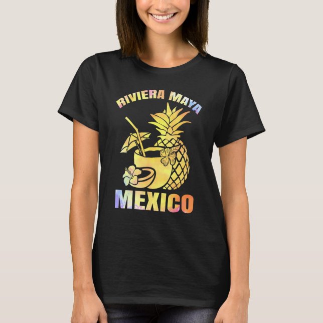 Summer Vacation Retro Sunset Mexico Riviera Maya B T-Shirt (Front)