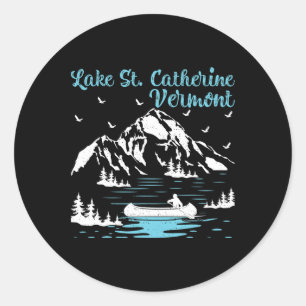 Summer Vacation Retro Vermont Lake St. Catherine M Classic Round Sticker
