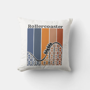 Summer Vacation Riding the Rollercoaster Retro Outdoor Pillow