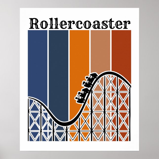 Summer Vacation Riding the Rollercoaster Retro Poster (Front)